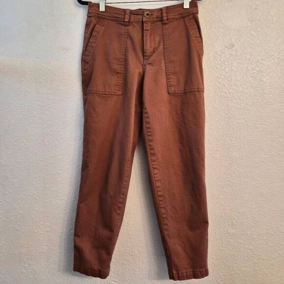 A New Day Super-Soft Stretch Elastizado Burnt Orange Cotton Pants: Comfy Fit - Picture 2 of 5